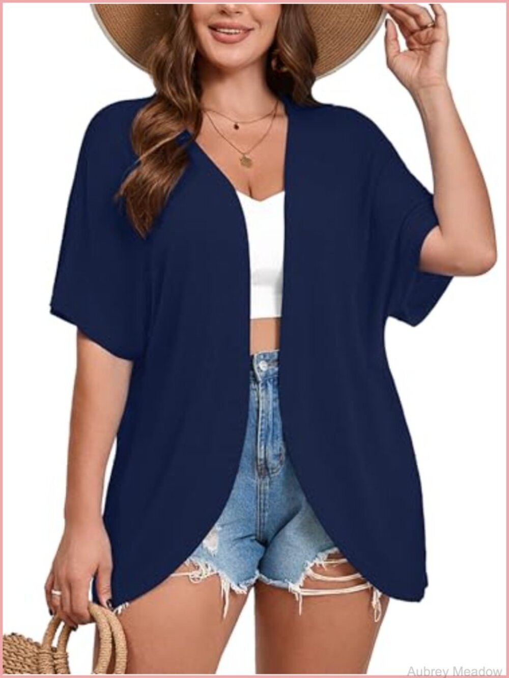 Plus Size Short Sleeve Open Front Cardigan Lightweight Summer Layering